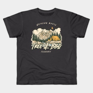 Camping - Nothing beats tree and bbq therapy Kids T-Shirt